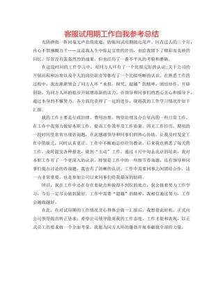 客服试用期工作自我参考总结 