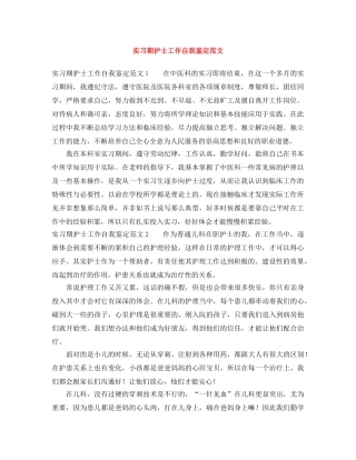 实习期护士工作自我鉴定范文 