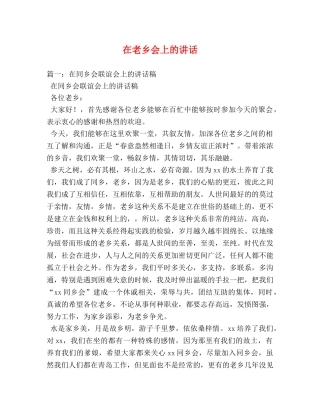 在老乡会上的讲话 