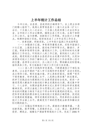 上半年统计工作总结