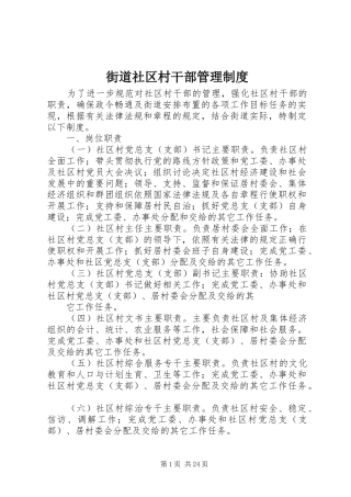 街道社区村干部管理制度