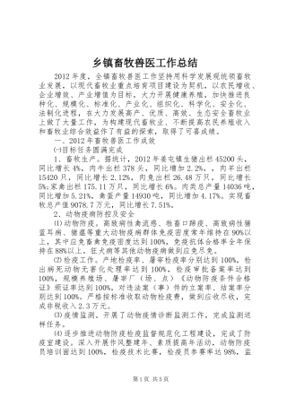 乡镇畜牧兽医工作总结