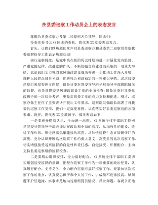 在县委巡察工作动员会上的表态发言 