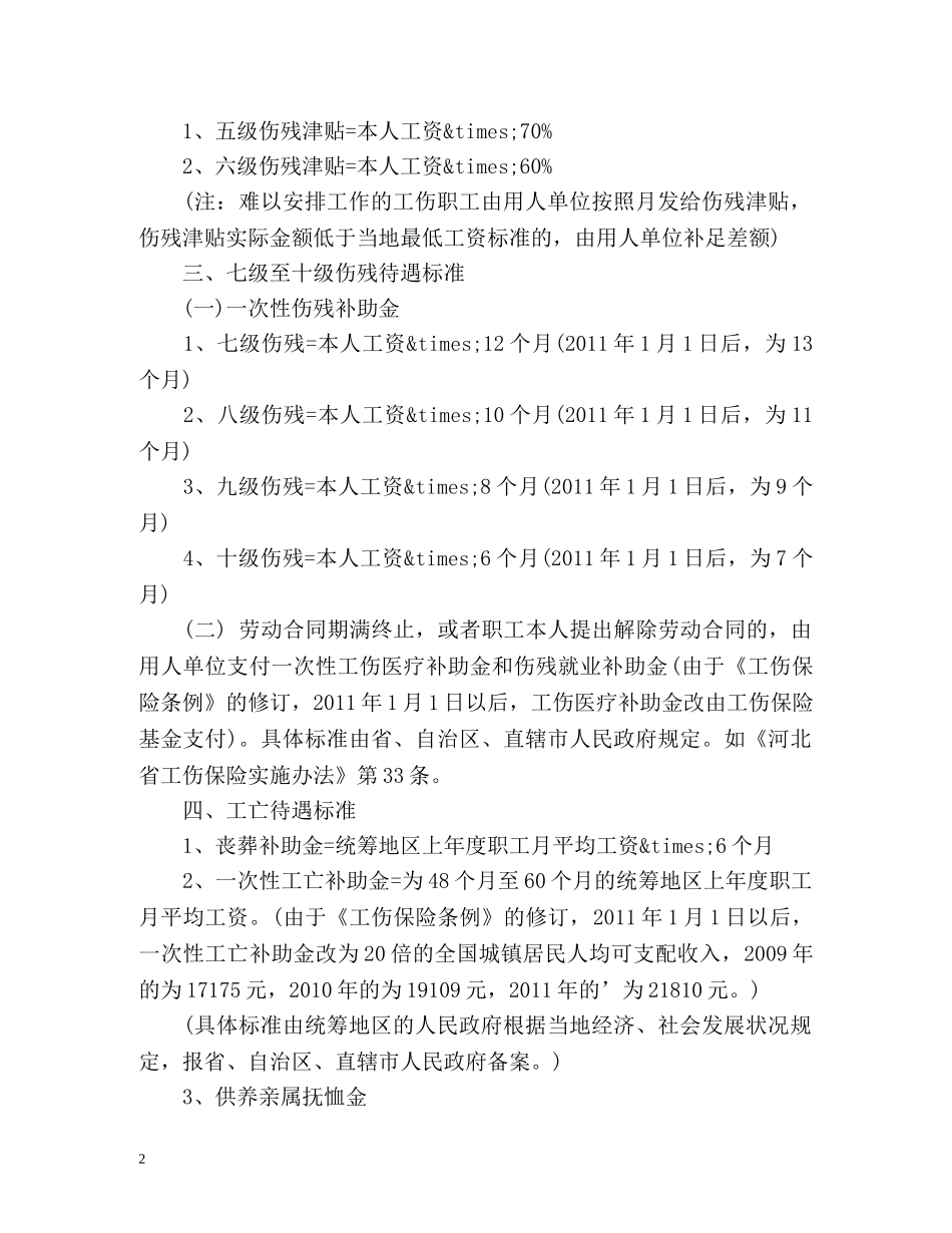 工伤保险条例工伤赔偿标准 _第2页