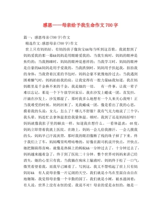 感恩——母亲给予我生命作文700字 