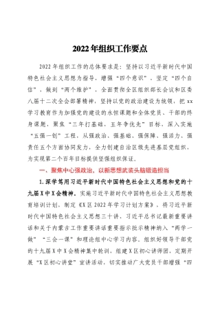 2022年组织工作要点