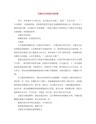 交通安全伴我成长演讲稿 