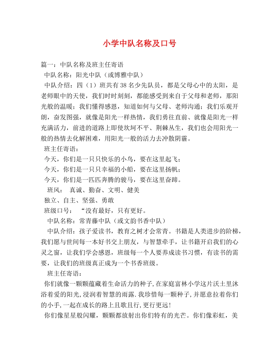 小学中队名称及口号 _第1页