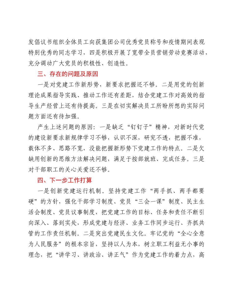 分公司党委书记抓基层党建工作述职总结_第3页