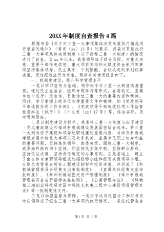 20XX年制度自查报告4篇