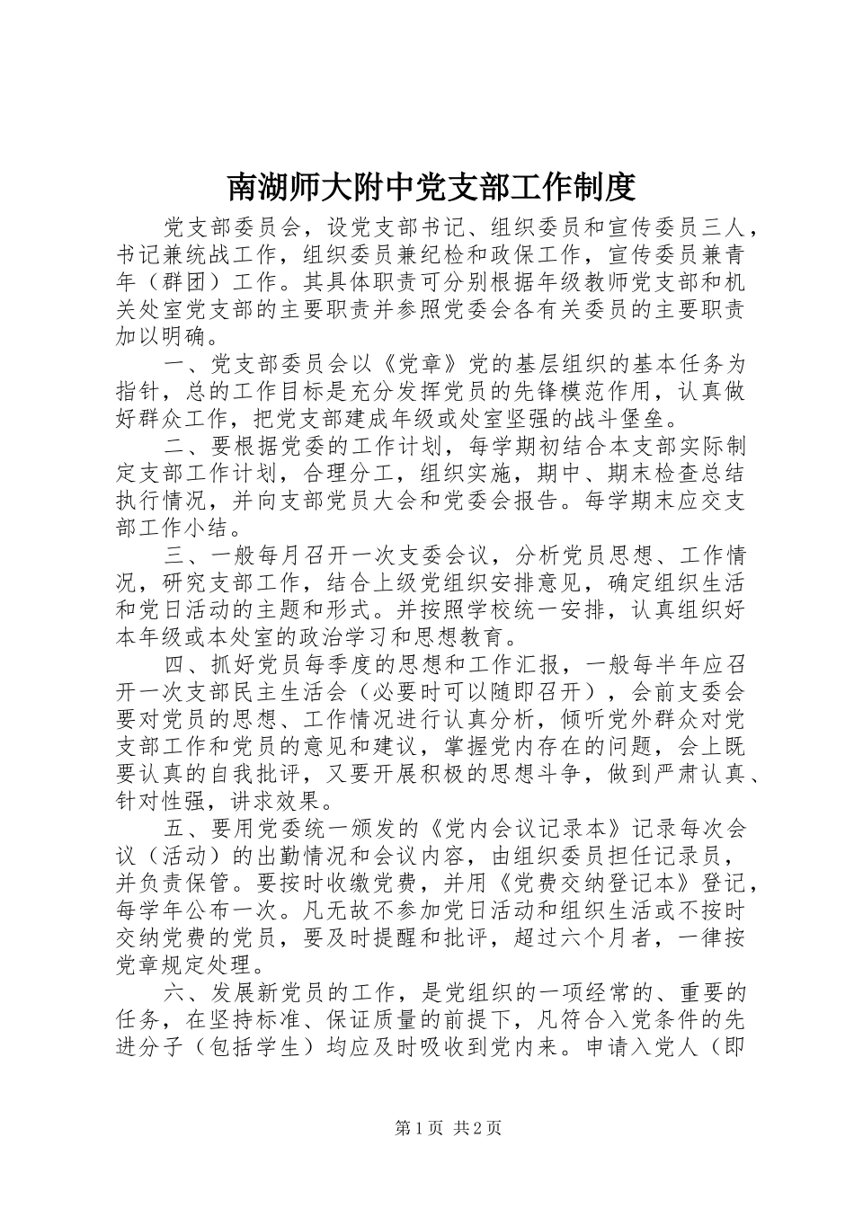 南湖师大附中党支部工作制度_第1页
