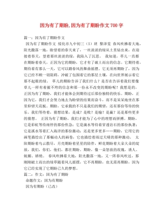 因为有了期盼,因为有了期盼作文700字 