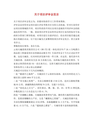 关于项目评审会发言 