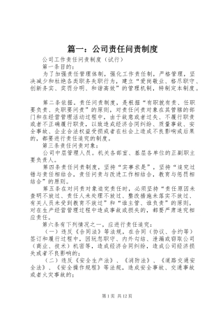 篇一：公司责任问责制度