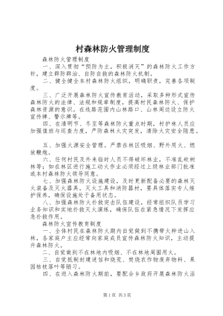 村森林防火管理制度