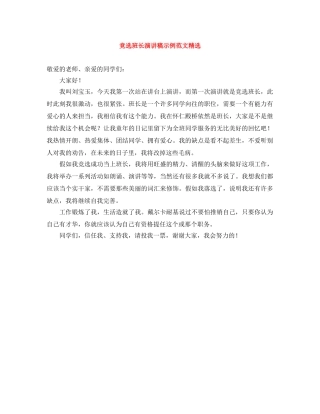 竞选班长演讲稿示例范文精选 