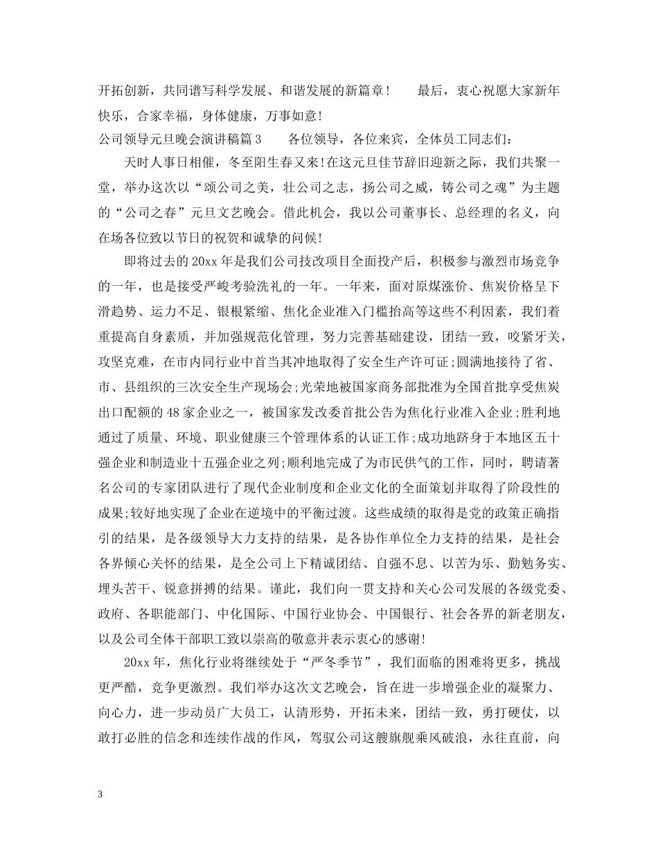 公司领导元旦晚会演讲稿 _第3页