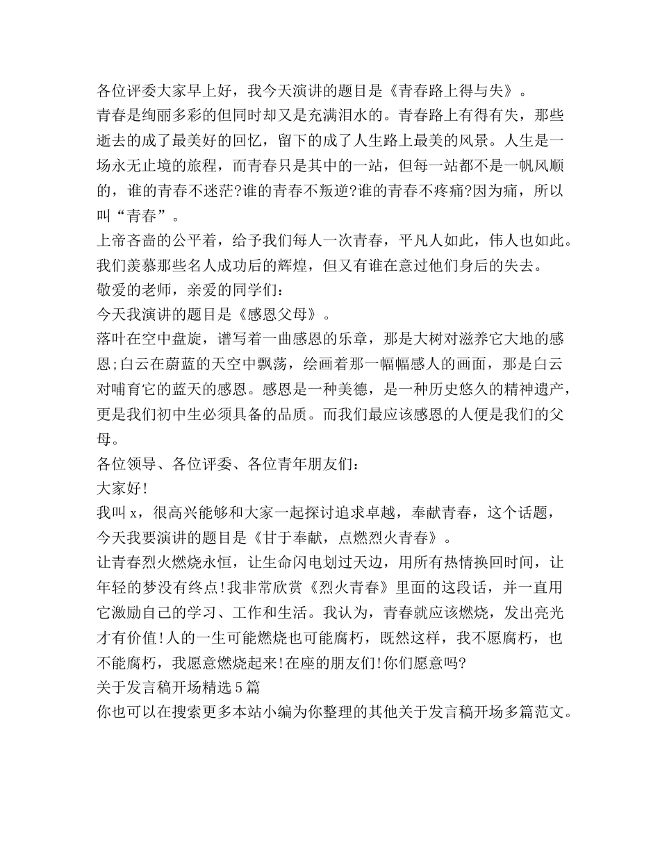关于发言稿开场 _第2页