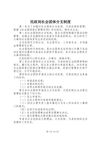 民政局社会团体分支制度