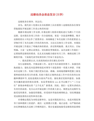 巡察动员会表态发言(大学) 