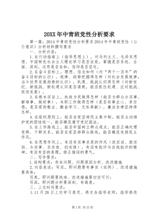 20XX年中青班党性分析要求