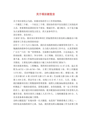 关于项目部发言 