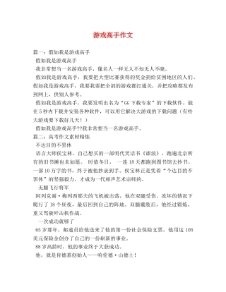 游戏高手作文 