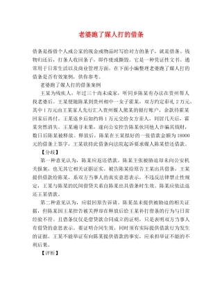 老婆跑了媒人打的借条 