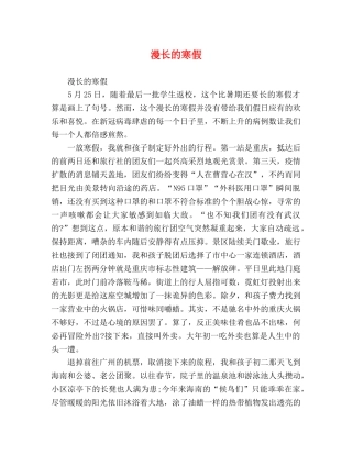 漫长的寒假 