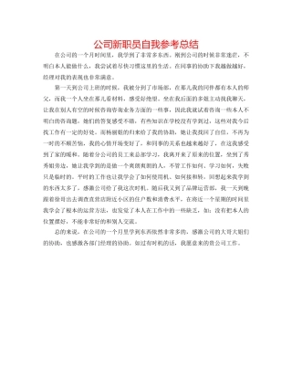 公司新职员自我参考总结 