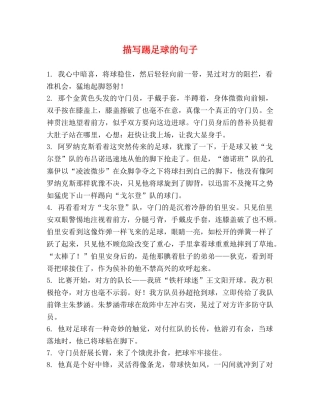 描写踢足球的句子 