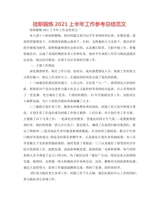 挂职锻炼2024上半年工作参考总结范文 
