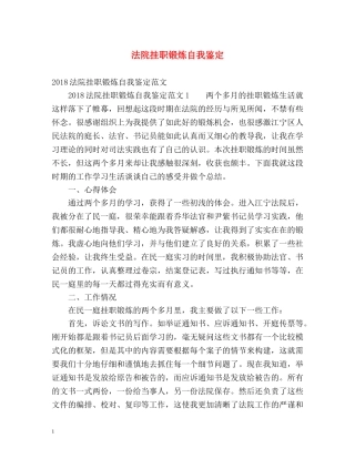 法院挂职锻炼自我鉴定 