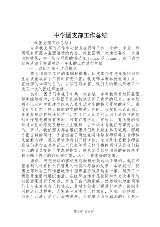 中学团支部工作总结