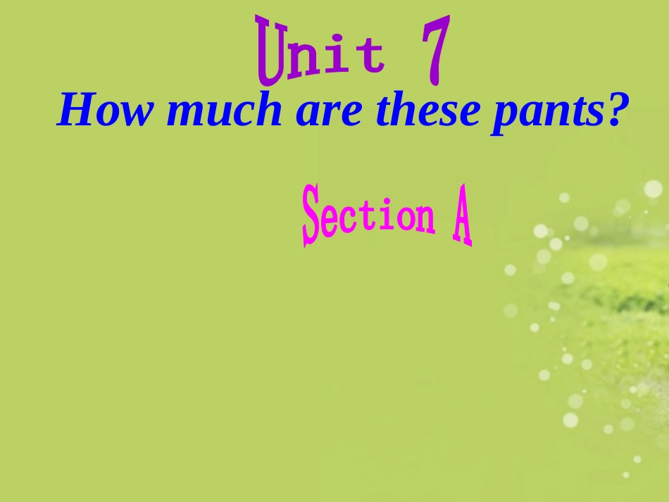 七年级英语上册_Unit7_How_much_are_these_socks课件_人教新目标版_第1页