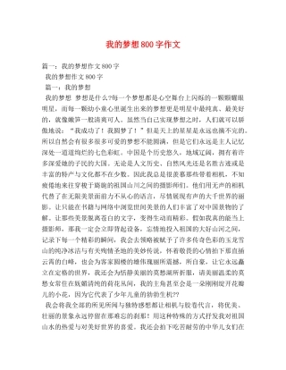 我的梦想800字作文 