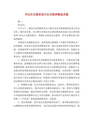 书记在志愿者成立仪式致辞精选多篇 