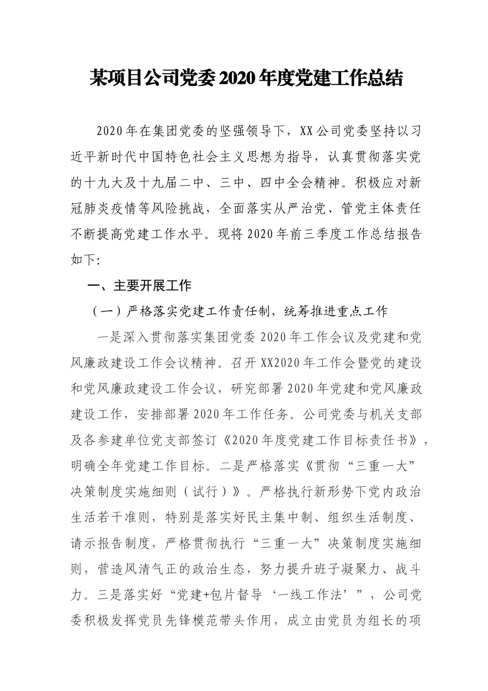 公司党委2020年度党建工作总结 (2)_第1页