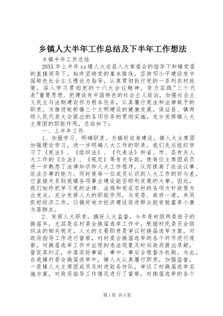 乡镇人大半年工作总结及下半年工作想法