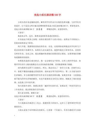 竞选小组长演讲稿500字 