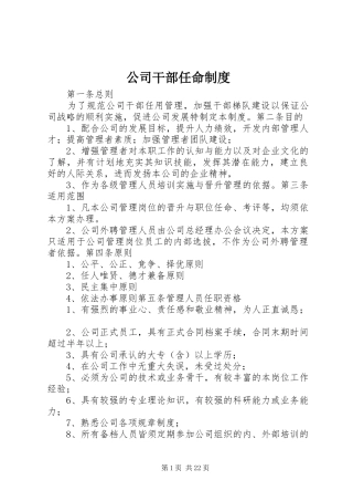 公司干部任命制度