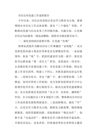 市信访局党建工作述职报告