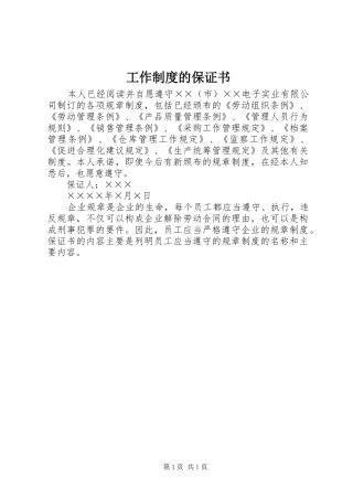工作制度的保证书
