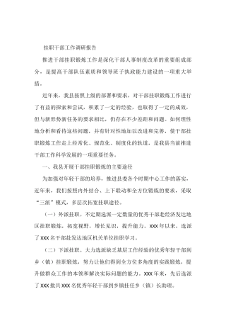 挂职干部工作调研报告
