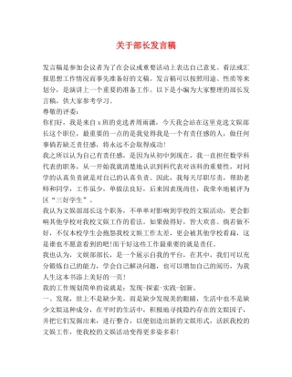 关于部长发言稿 