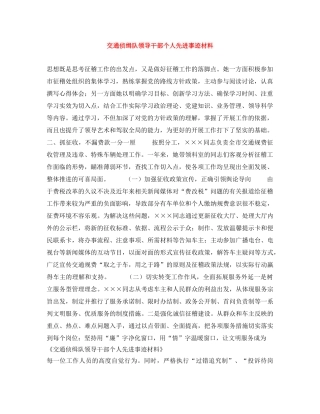 交通侦缉队领导干部个人先进事迹材料 