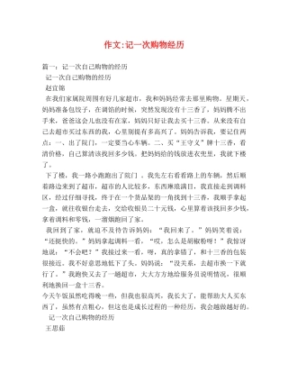 作文-记一次购物经历 