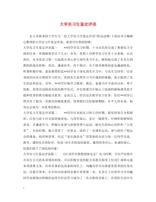 大学实习生鉴定评语 
