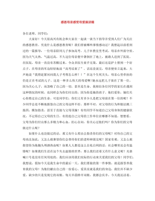 感恩母亲感受母爱演讲稿 