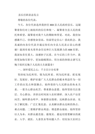 县长任职表态发言